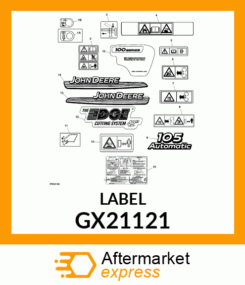 LABEL, HOT SURFACE, HOMOLOGATION NO GX21121