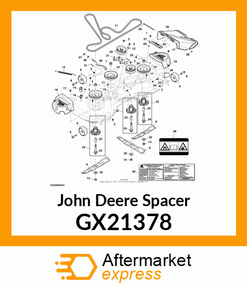 SPACER, BEARING G100 54" DECK GX21378