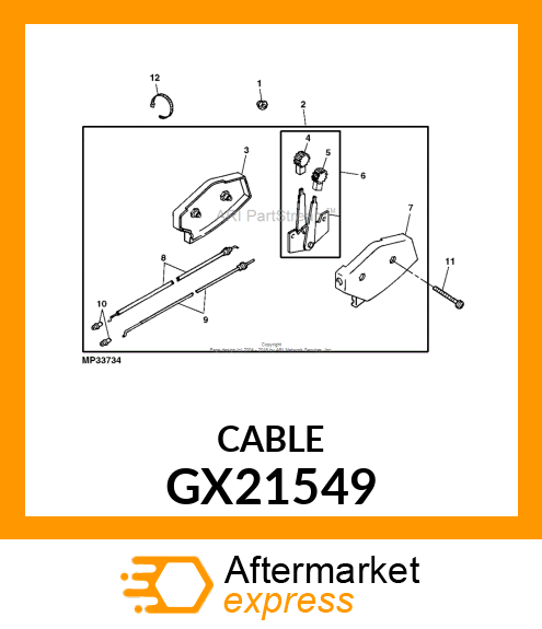 CABLE, THROTTLE (JX75) GX21549
