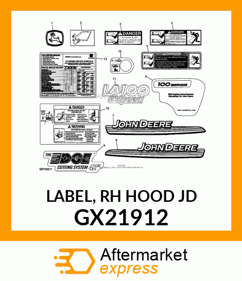 LABEL, RH HOOD JD GX21912