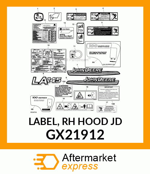 LABEL, RH HOOD JD GX21912