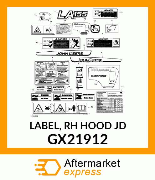 LABEL, RH HOOD JD GX21912