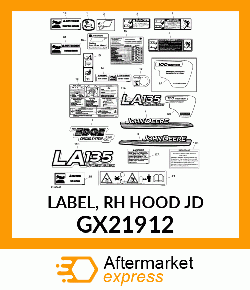 LABEL, RH HOOD JD GX21912