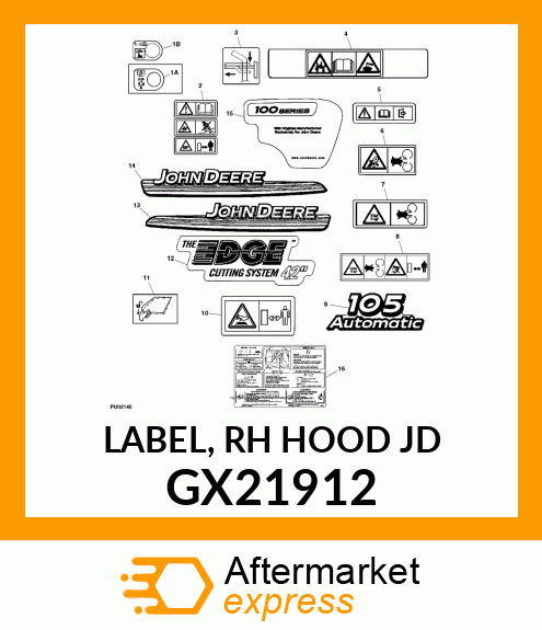 LABEL, RH HOOD JD GX21912