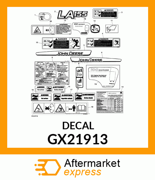 LABEL, LH HOOD JD GX21913