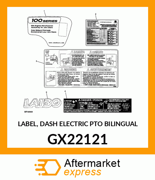 LABEL, DASH ELECTRIC PTO BILINGUAL GX22121