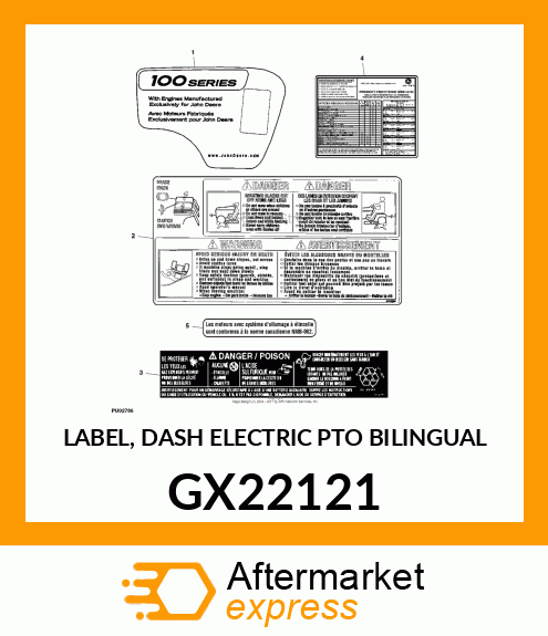 LABEL, DASH ELECTRIC PTO BILINGUAL GX22121