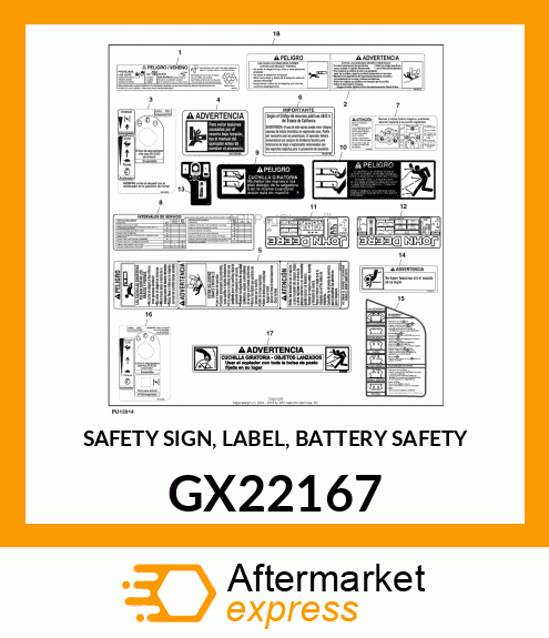 SAFETY SIGN, LABEL, BATTERY SAFETY GX22167