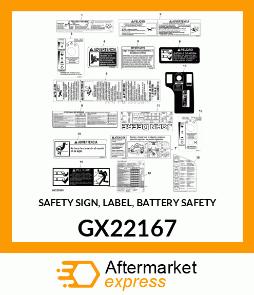 SAFETY SIGN, LABEL, BATTERY SAFETY GX22167