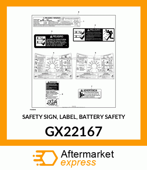 SAFETY SIGN, LABEL, BATTERY SAFETY GX22167