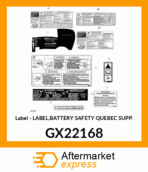 Label - LABEL,BATTERY SAFETY QUEBEC SUPP. GX22168