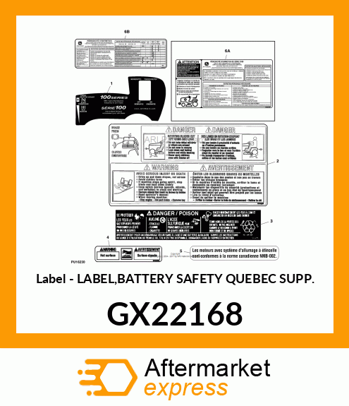 Label - LABEL,BATTERY SAFETY QUEBEC SUPP. GX22168