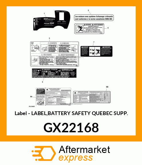 Label - LABEL,BATTERY SAFETY QUEBEC SUPP. GX22168