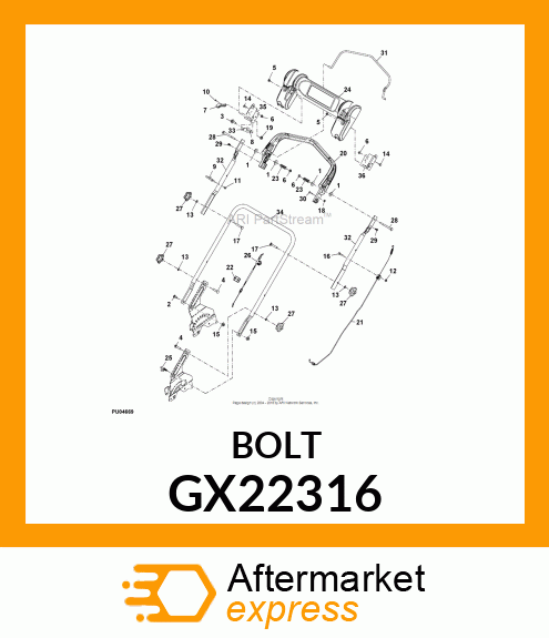 BOLT, HANDLE 5/16 X 2 GX22316