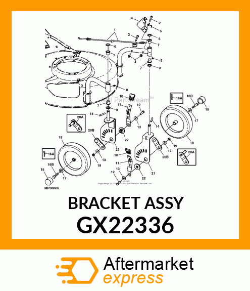 WELDMENT,SWIVEL WHEEL BRKT,RH GX22336