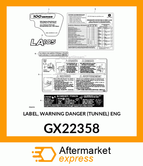 LABEL, WARNING DANGER (TUNNEL) ENG GX22358