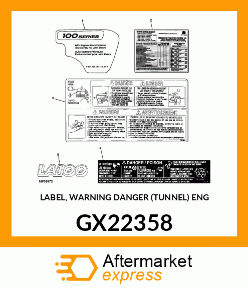 LABEL, WARNING DANGER (TUNNEL) ENG GX22358