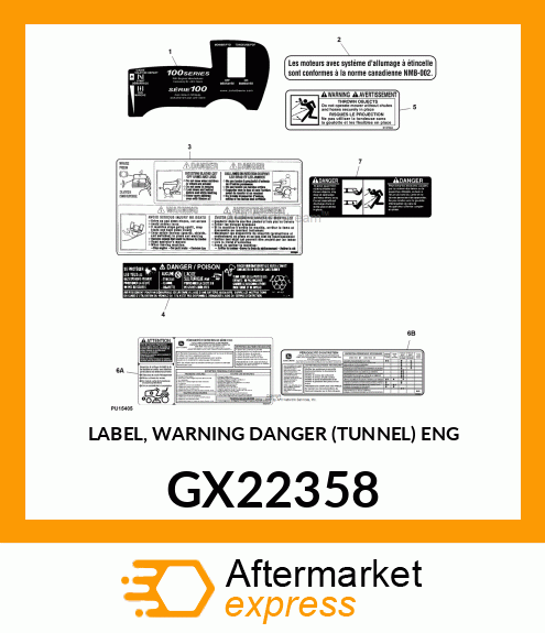 LABEL, WARNING DANGER (TUNNEL) ENG GX22358