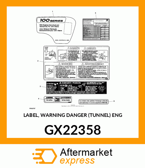 LABEL, WARNING DANGER (TUNNEL) ENG GX22358