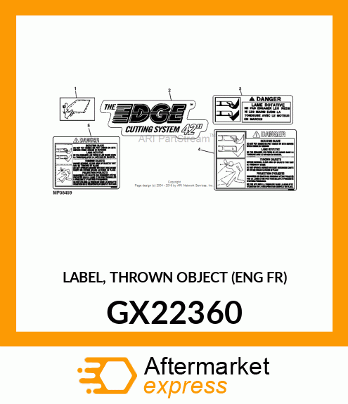 LABEL, THROWN OBJECT (ENG FR) GX22360