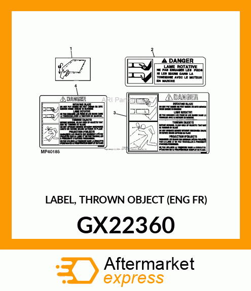 LABEL, THROWN OBJECT (ENG FR) GX22360