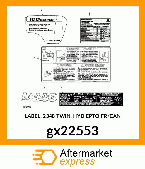 LABEL, 2348 TWIN, HYD EPTO FR/CAN gx22553