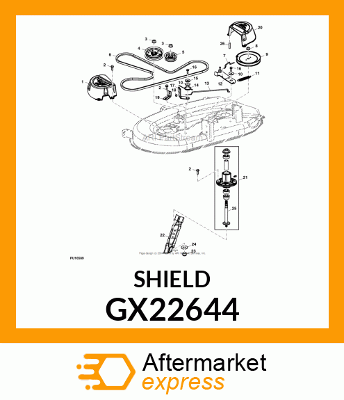 SHIELD, RH W/ROD 42IN DECK GX22644