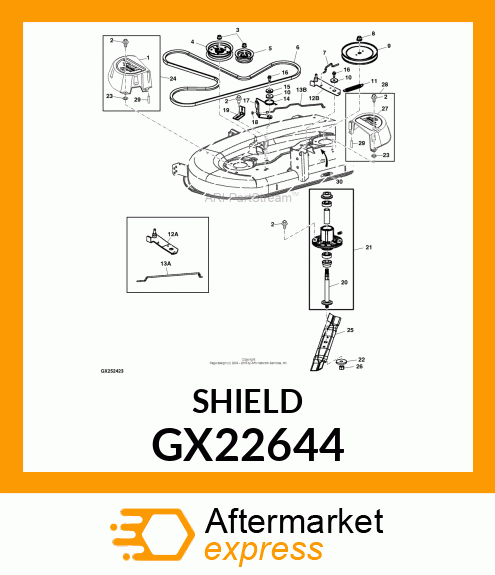 SHIELD, RH W/ROD 42IN DECK GX22644