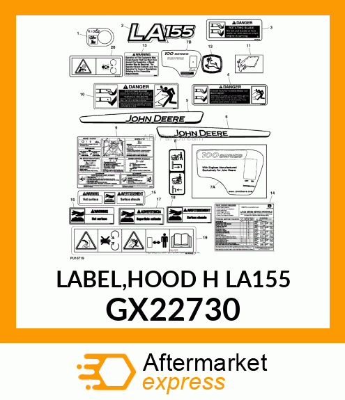 LABEL,HOOD H LA155 GX22730