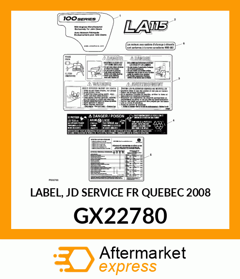 LABEL, JD SERVICE FR QUEBEC 2008 GX22780