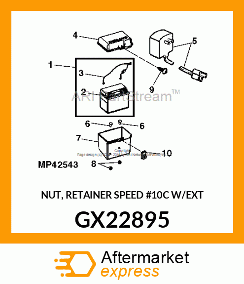 NUT, RETAINER SPEED #10C W/EXT GX22895