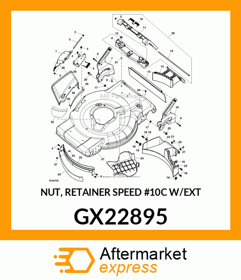 NUT, RETAINER SPEED #10C W/EXT GX22895