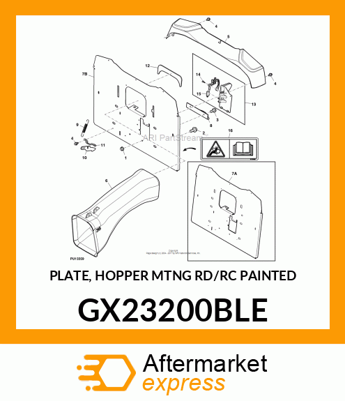 PLATE, HOPPER MTNG RD/RC (PAINTED) GX23200BLE