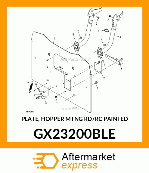 PLATE, HOPPER MTNG RD/RC (PAINTED) GX23200BLE