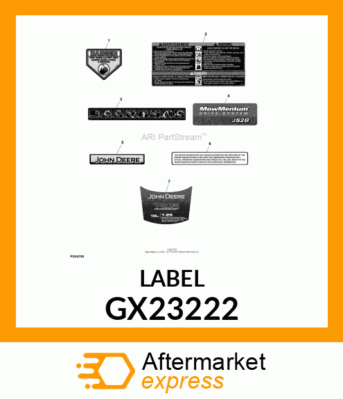 DECAL, OPERATION,JD GX23222