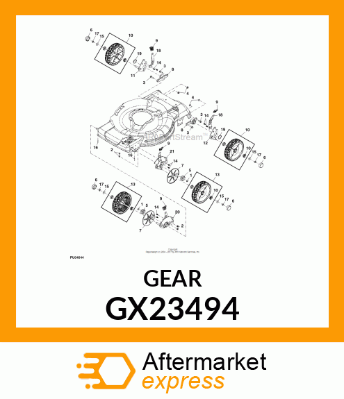 GEAR, PINION, 22" WBM,FWD GX23494