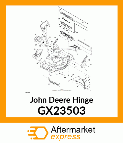 REAR DISCHARGE DOOR HINGE GX23503