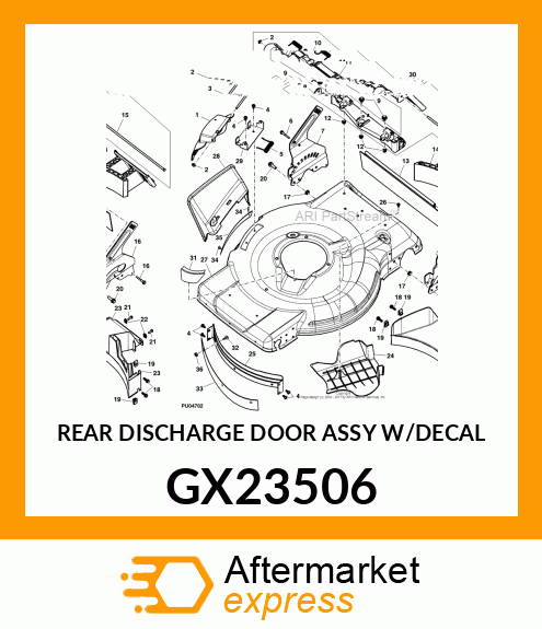 REAR DISCHARGE DOOR ASSY W/DECAL GX23506