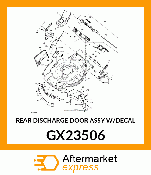 REAR DISCHARGE DOOR ASSY W/DECAL GX23506