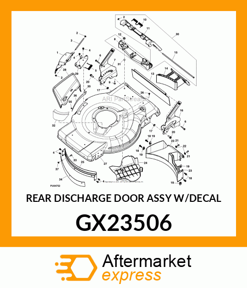 REAR DISCHARGE DOOR ASSY W/DECAL GX23506