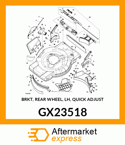 BRKT, REAR WHEEL, LH, QUICK ADJUST GX23518