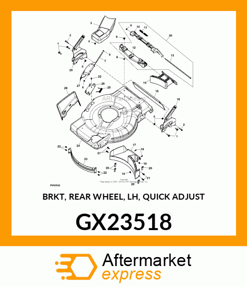 BRKT, REAR WHEEL, LH, QUICK ADJUST GX23518