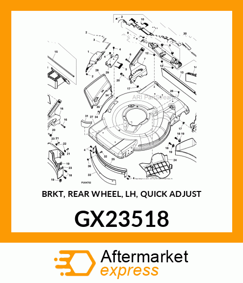 BRKT, REAR WHEEL, LH, QUICK ADJUST GX23518