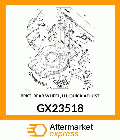 BRKT, REAR WHEEL, LH, QUICK ADJUST GX23518