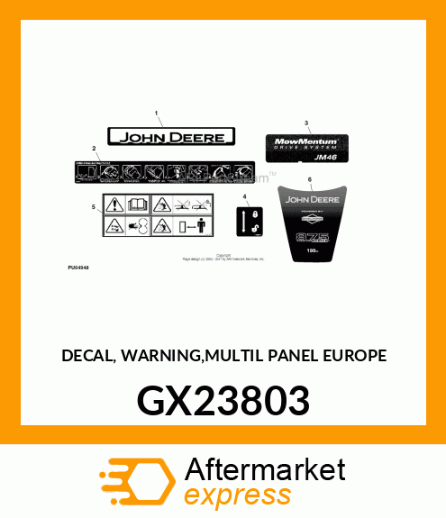 DECAL, WARNING,MULTIL PANEL EUROPE GX23803
