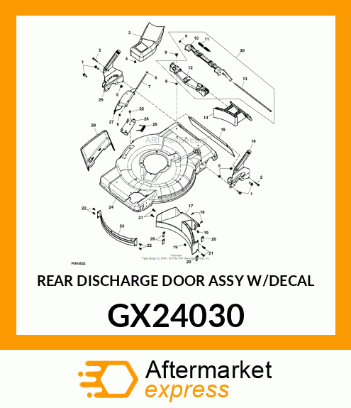 REAR DISCHARGE DOOR ASSY W/DECAL GX24030
