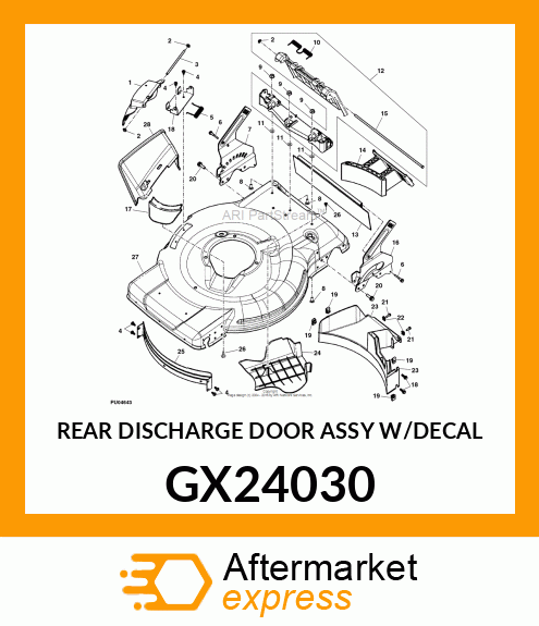REAR DISCHARGE DOOR ASSY W/DECAL GX24030