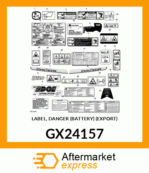 LABEL, DANGER (BATTERY) (EXPORT) GX24157