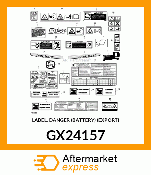 LABEL, DANGER (BATTERY) (EXPORT) GX24157