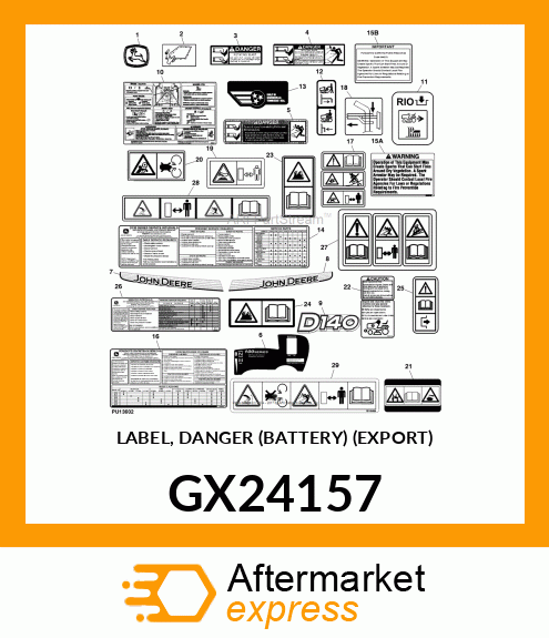 LABEL, DANGER (BATTERY) (EXPORT) GX24157